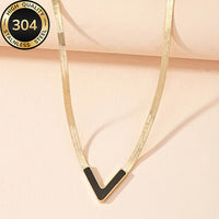 Sleek Minimalist Chain V-Shaped Pendant Necklace