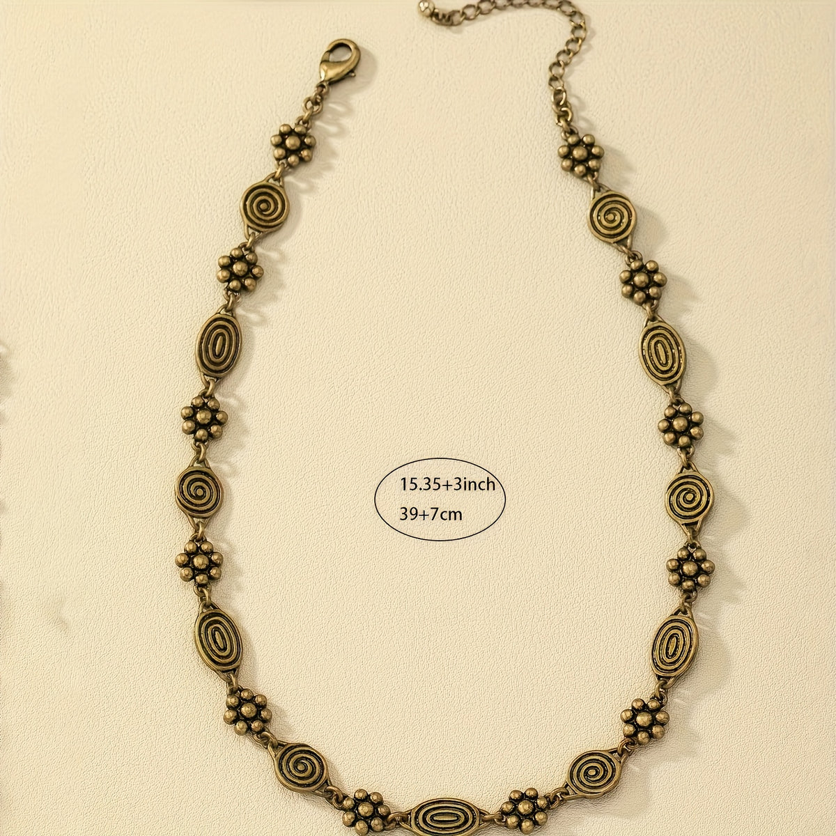 Bohemian Floral Swirl Spiral Pattern Short Choker Necklace