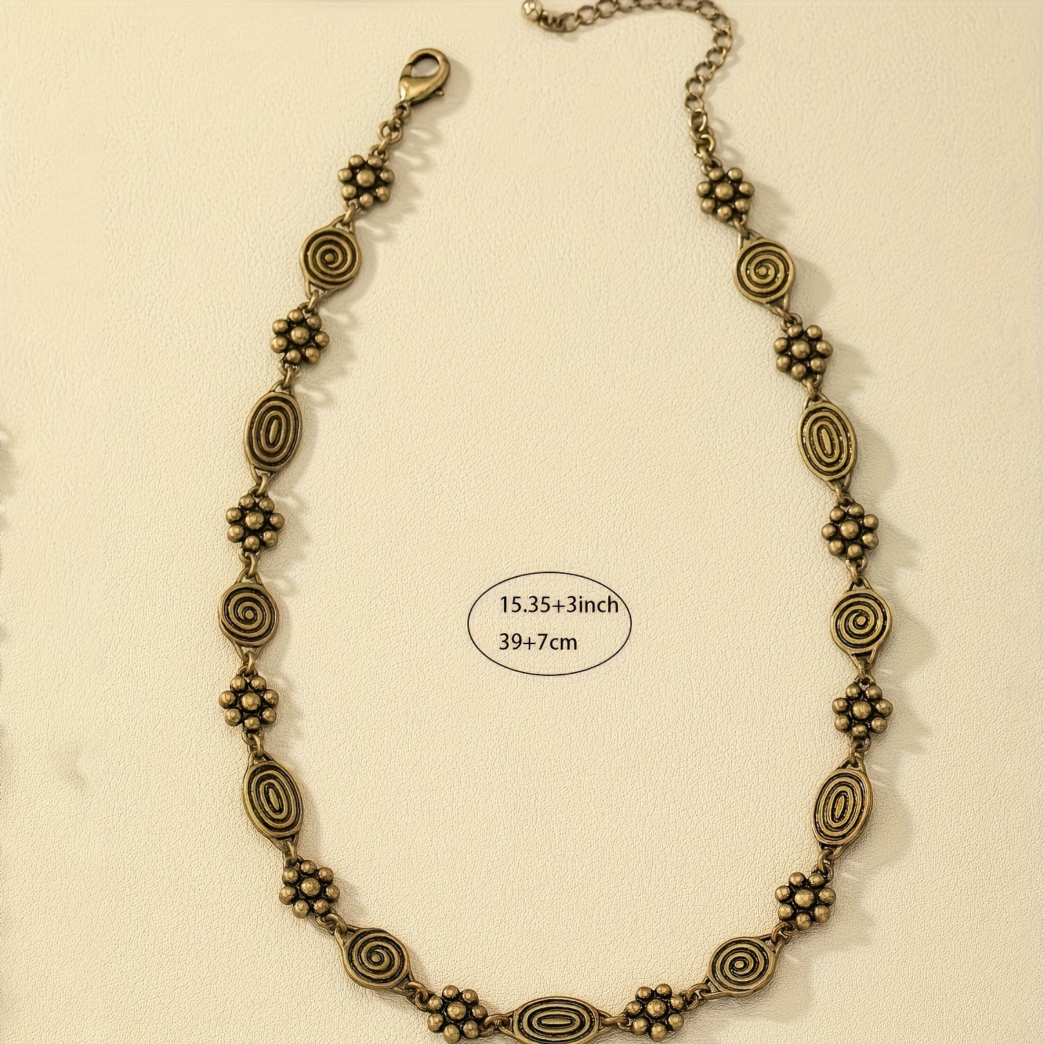 Bohemian Floral Swirl Spiral Pattern Short Choker Necklace