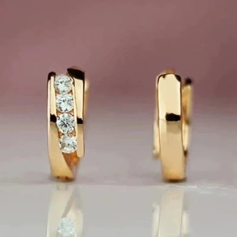 Gold Elegant Zirconia Earrings