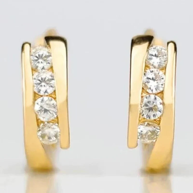 Gold Elegant Zirconia Earrings