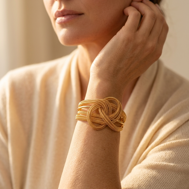 Gold Geometric Hollow Open Cuff Bracelet