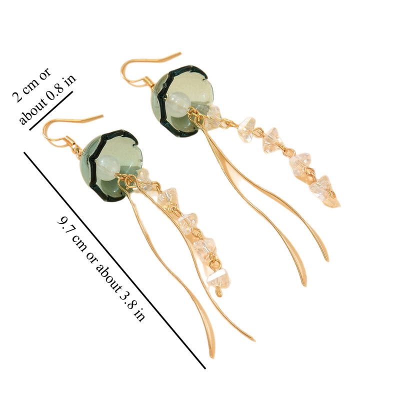 Gold Plated Glass Jellyfish Dangle Earrings