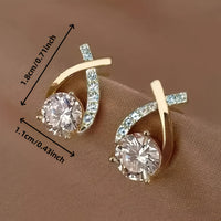 Golden Cross Zirconia Stud Earrings