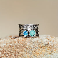 Handcrafted Multi-Stone Silver Band Ring