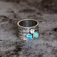 Handcrafted Multi-Stone Silver Band Ring