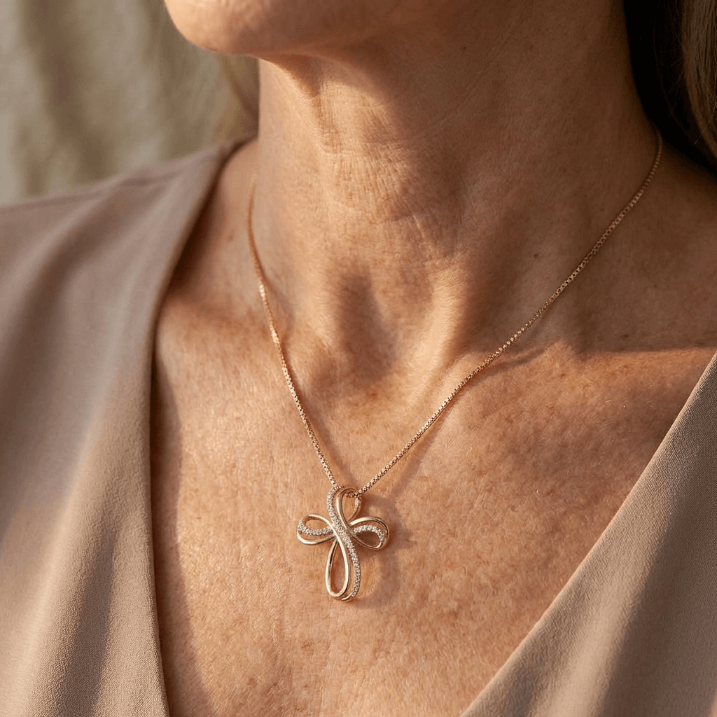 Pavé Infinity Cross Necklace