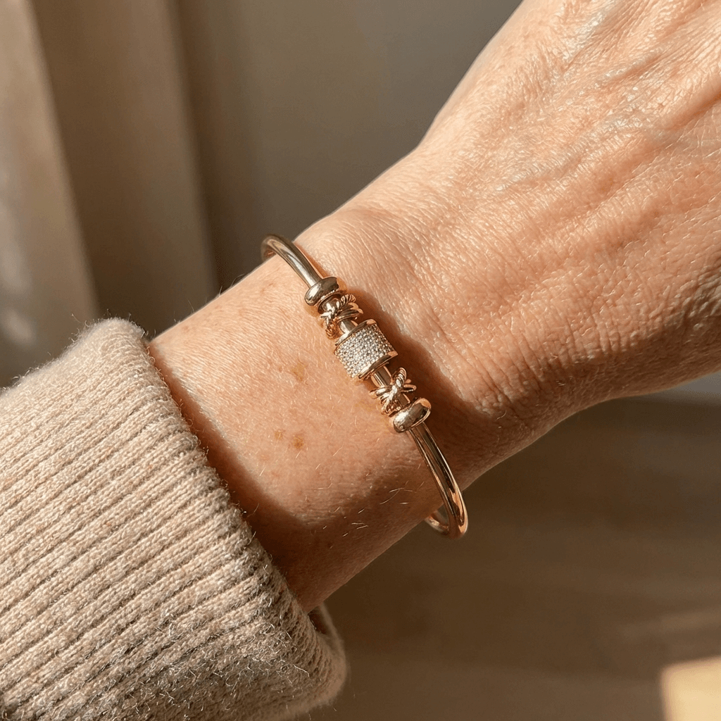Adjustable Bracelet with Golden Charms