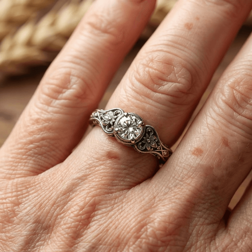 Vintage Blossom Solitaire Ring