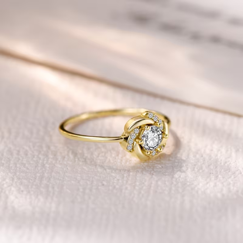 Flower Sparkling Zirconia Gold Ring