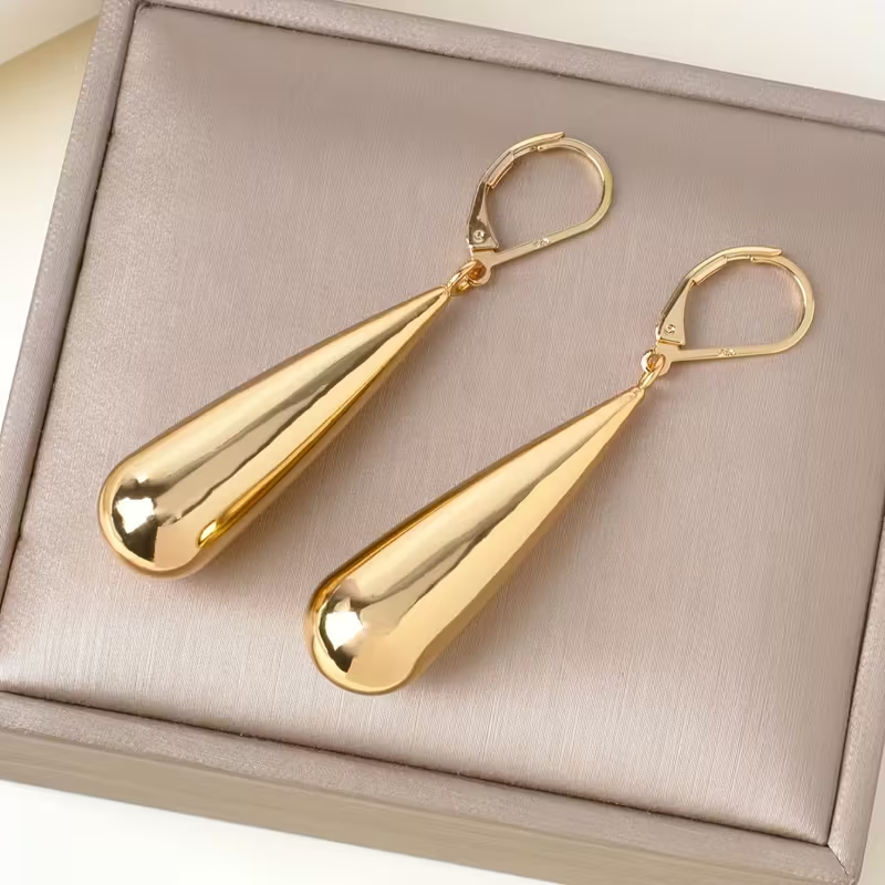 Golden Teardrop Dangle Earrings