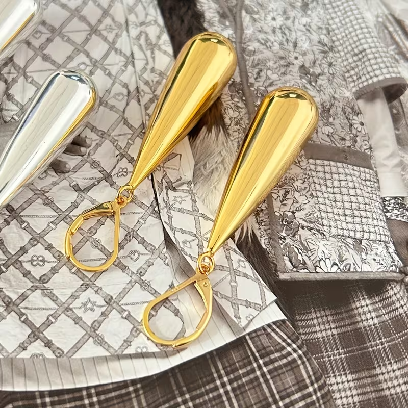 Golden Teardrop Dangle Earrings