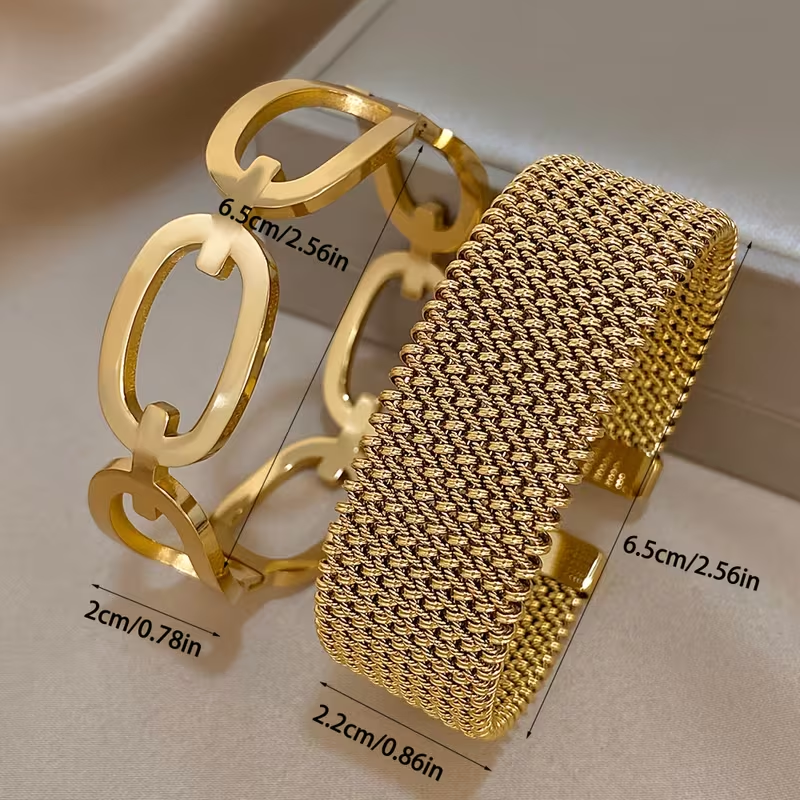 Gold Elegant Mesh Bracelet Set