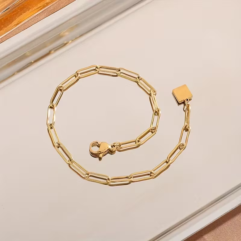 Adjustable Paperclip Gold Bracelet