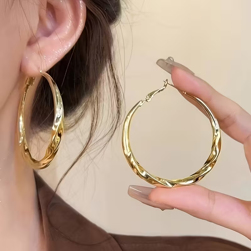 Elegant Big Hoop Gold Earrings