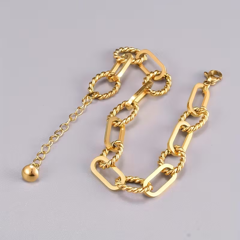 Vintage Twist Chain Gold Bracelet