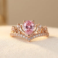 Elegant Rose Golden Pink Cubic Zirconia Accents Ring