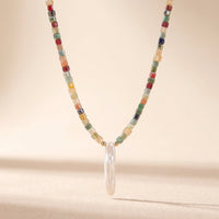 Colorful Natural Stone Square Beaded Necklace