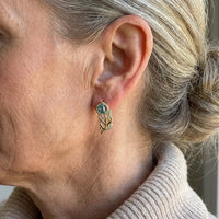 Bohemian Gold Design Turquoise Leaf Earrings