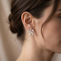 Vintage Pearl Five-Petal Flower Earrings