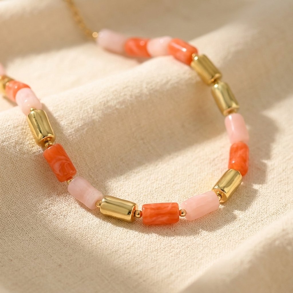 Minimalist Color Block Bamboo Resin Necklace