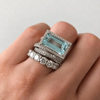 Vintage Silver Turquoise Glass Stackable Ring Set