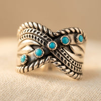 Bohemian Synthetic Turquoise Inlay Ring Wide Boho Ring