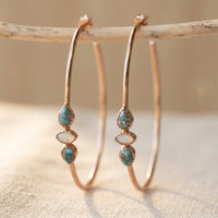 Turquoise Handmade Boho Hoop Stone Earrings