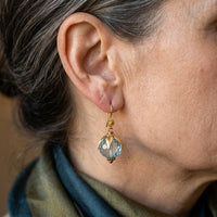 Vintage Aquamarine Blue Glass Drop Earrings
