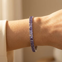 Lavender Baguette Silver Tennis Bracelet
