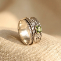 Geometric Design Silver Plated Ring with Zirconia Stone