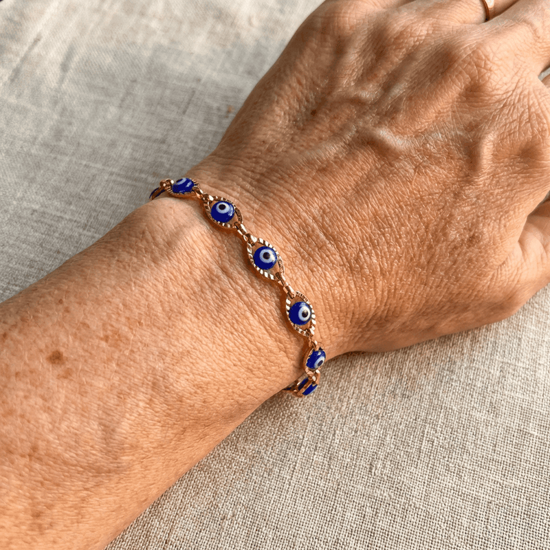 Minimalist Evil Eye Gold Plated Tennis Bracelet