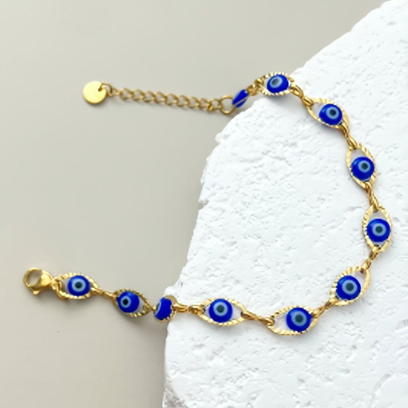 Minimalist Evil Eye Gold Plated Tennis Bracelet