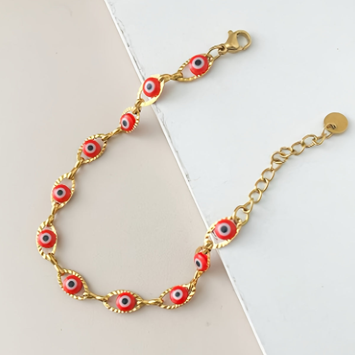 Minimalist Evil Eye Gold Plated Tennis Bracelet