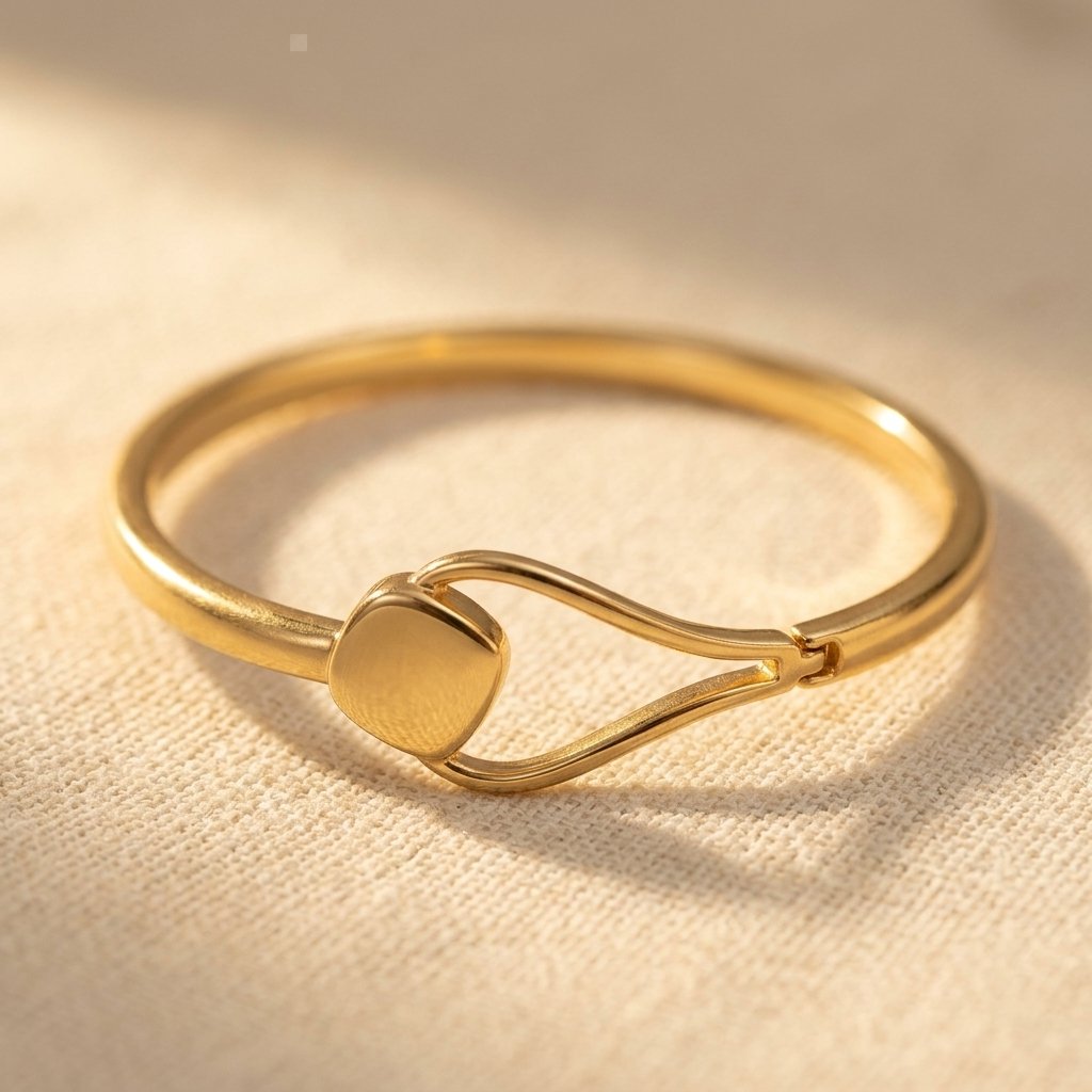 Minimalist Gold Hook Clasp Bangle Bracelet