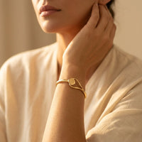 Minimalist Gold Hook Clasp Bangle Bracelet