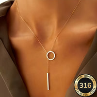 Modern Gold Y-Drop Necklace in Stainless Steel