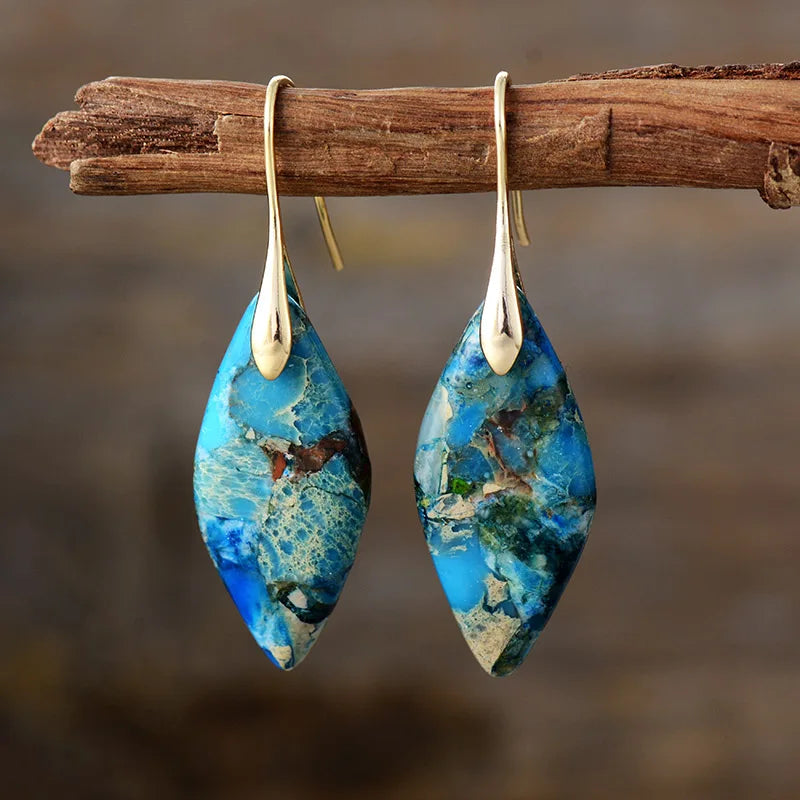 Natural Stone Teardrop Earrings