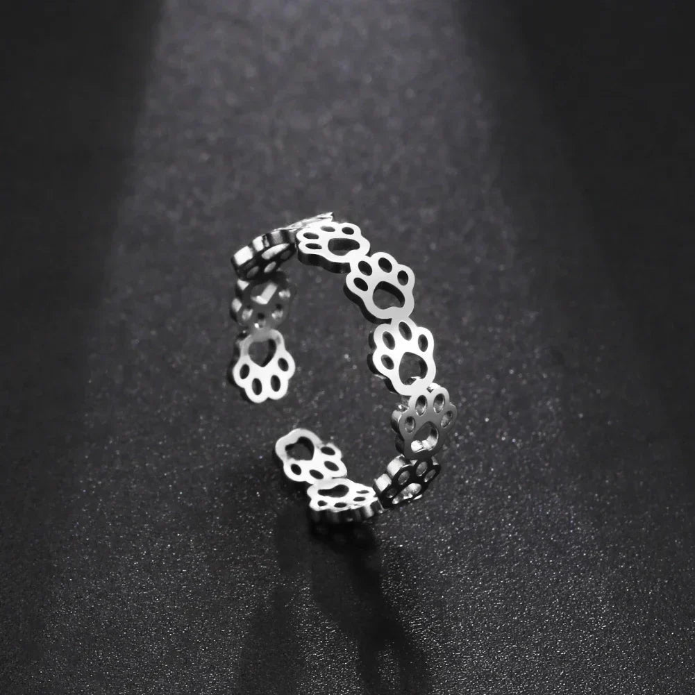 Nevae - Adjustable paw printing ring made of silver and gold