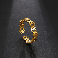 Nevae - Adjustable paw printing ring made of silver and gold