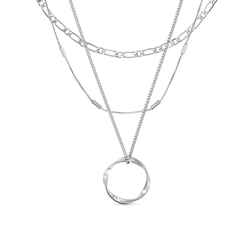 Open Circle Three Row Necklace