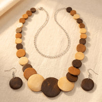 Bohemian Wooden Colorful Necklace And Earrings Jewelry Set
