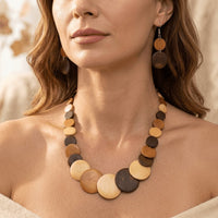 Bohemian Wooden Colorful Necklace And Earrings Jewelry Set