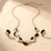 Drip Oil Leaf Design Jewelry Set