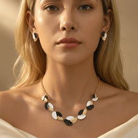 Drip Oil Leaf Design Jewelry Set