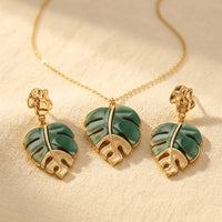Bohemian Style Irregular Leaf Earrings And Necklace Set Jewelry Set