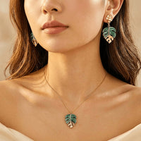 Bohemian Style Irregular Leaf Earrings And Necklace Set Jewelry Set