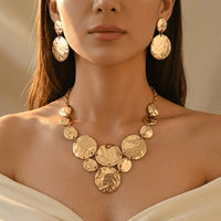 Geometric Metal Jewelry Set Necklace Earrings Jewelry Set