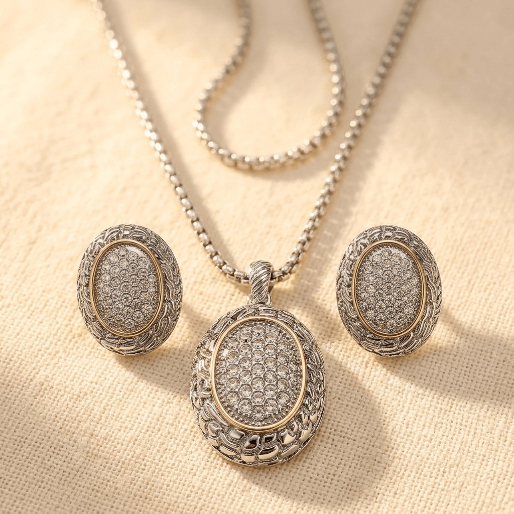 Copper Glass Geometric Jewelry Set
