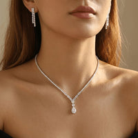 Drop Pendant Necklace Earrings Jewelry Set
